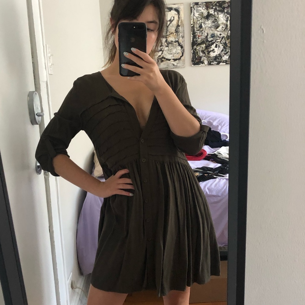 TOBI Olive 3 quarter sleeve dress